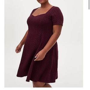 Burgundy Purple Cable Knit Dress